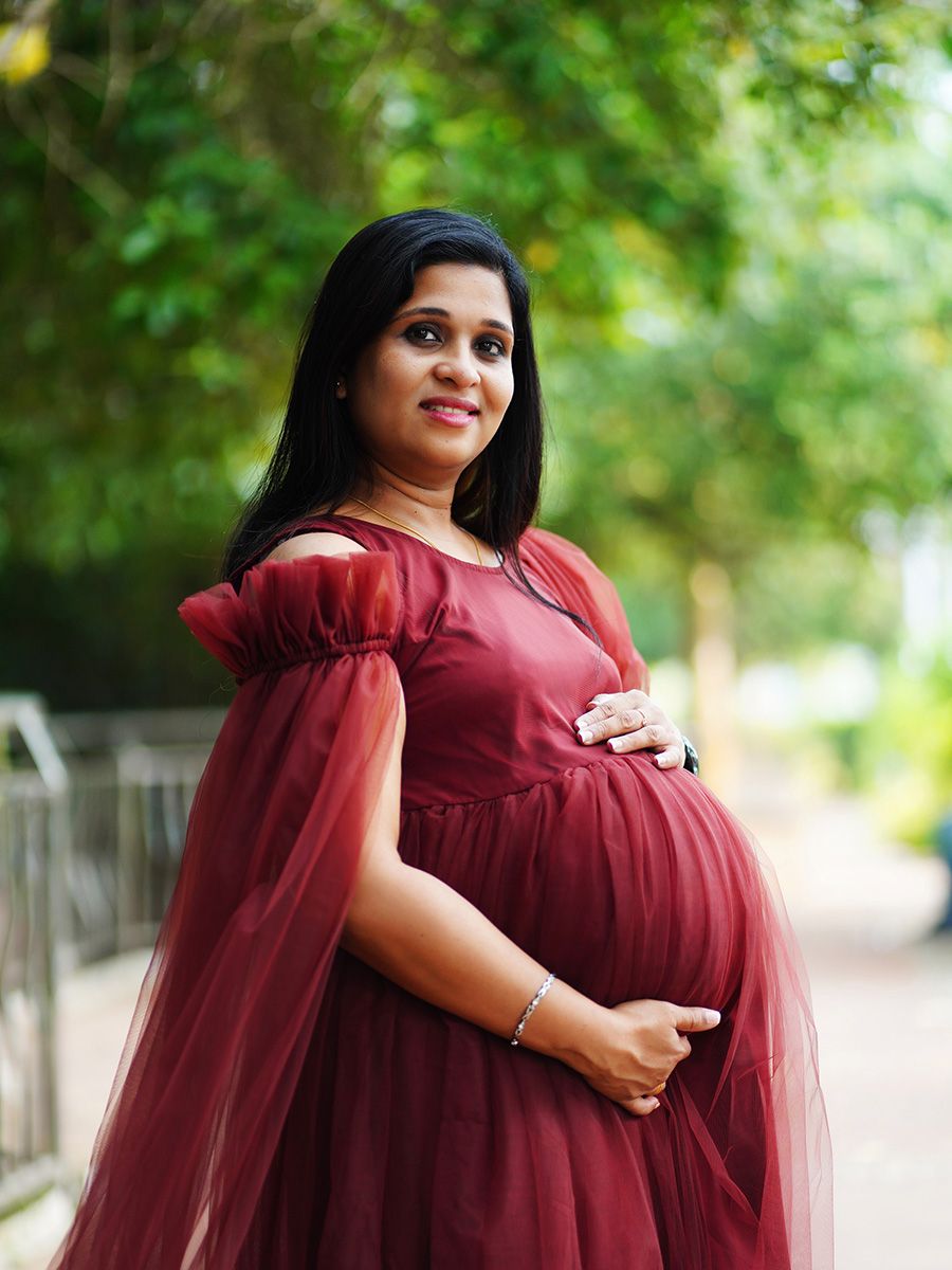 Baby Shower Dress Coffee Brown Net