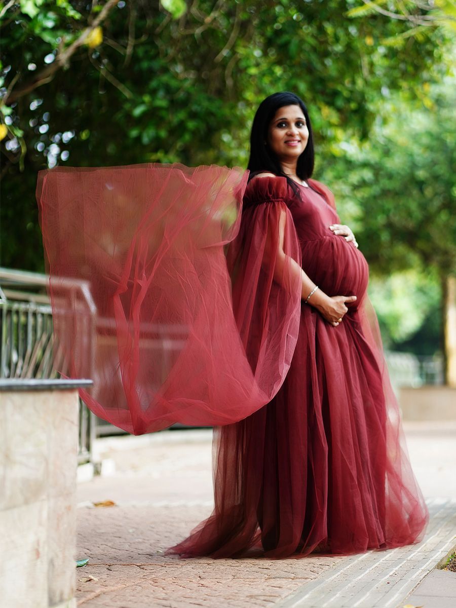 Baby Shower Dress Coffee Brown Net