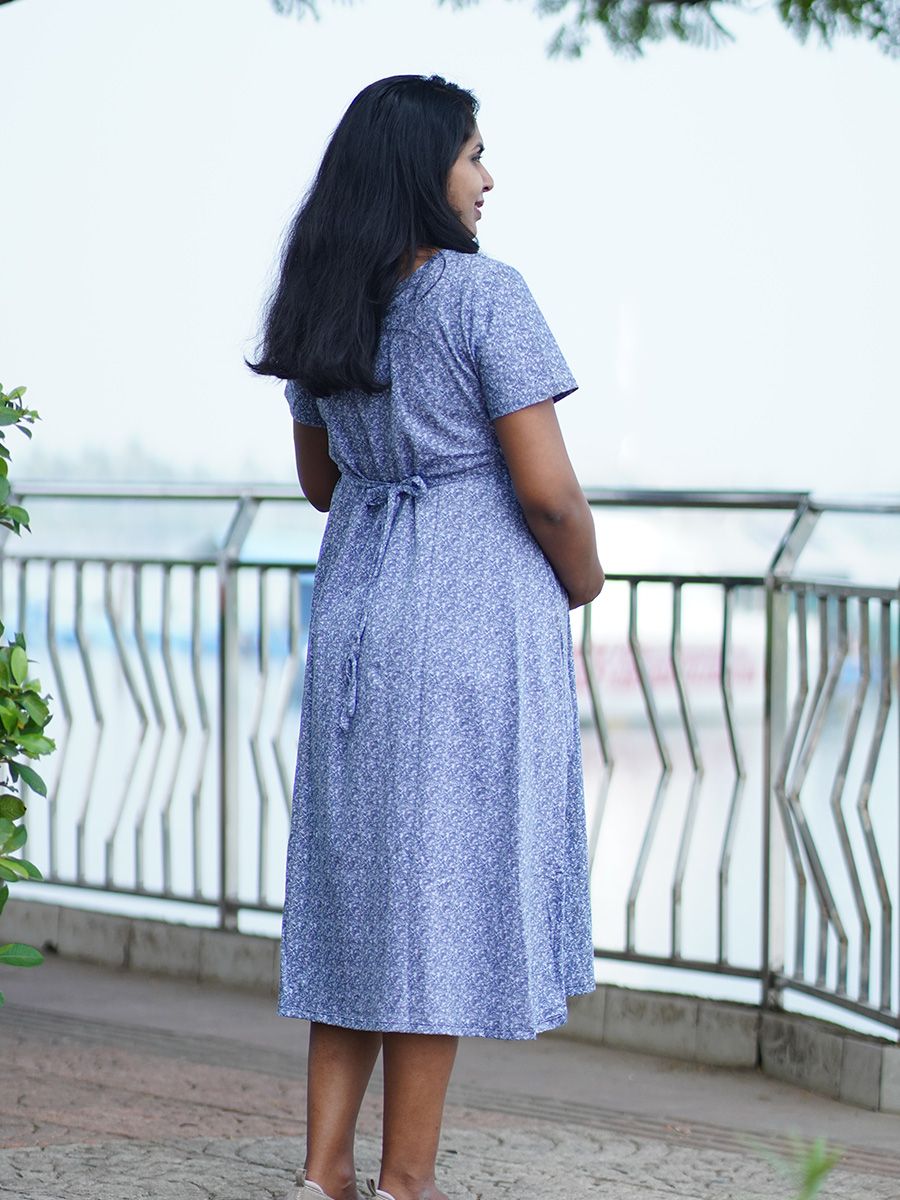 Maternity Short Zipless Dress-  Gilda D Blue