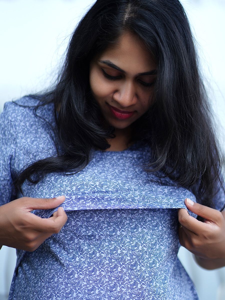 Maternity Short Zipless Dress-  Gilda D Blue