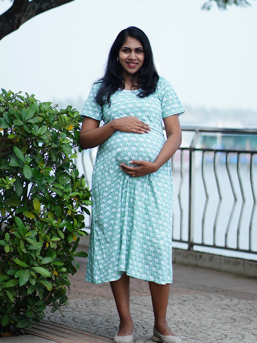 Maternity Short Zipless Dress-  Gilda L  Green