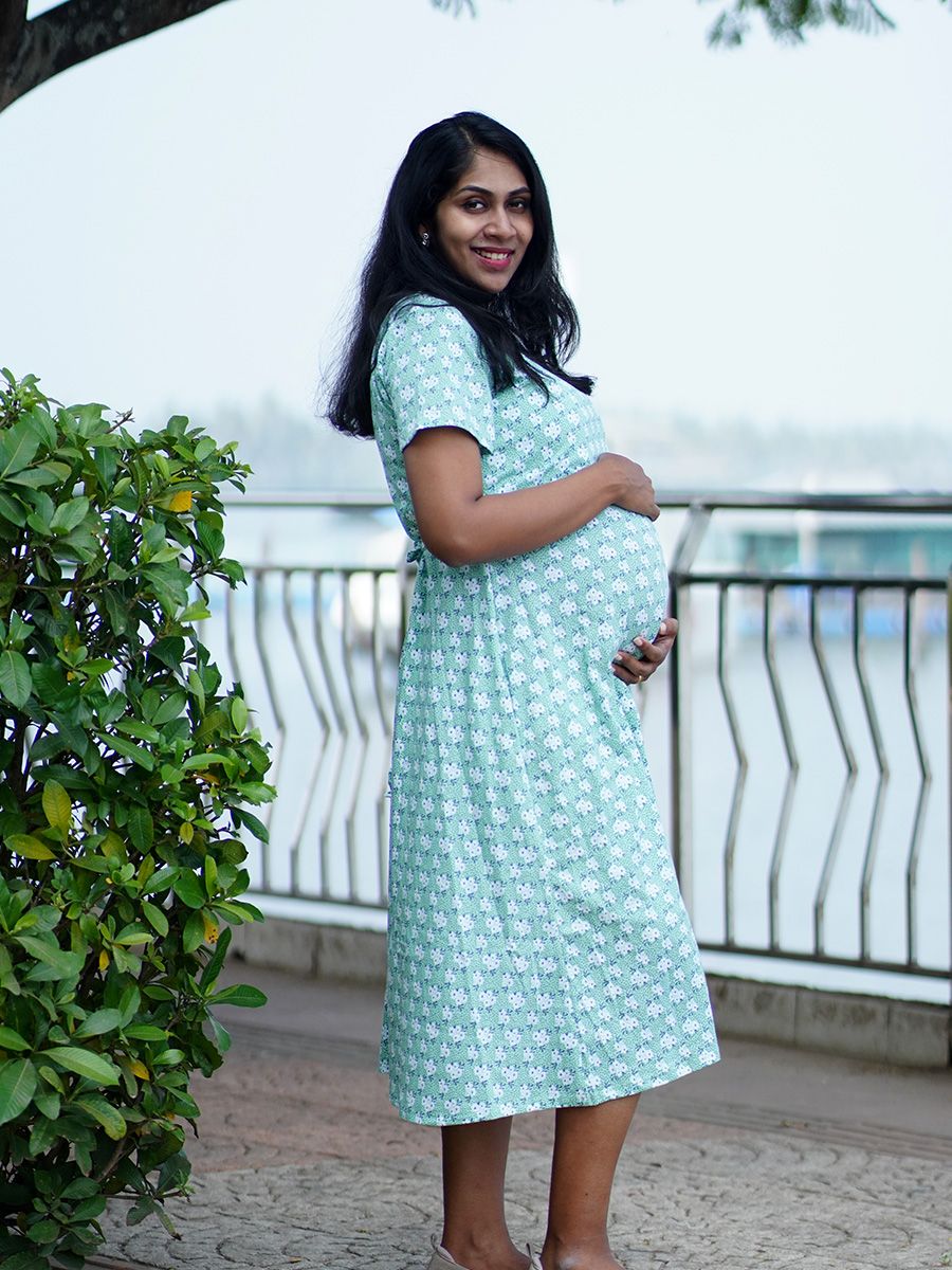 Maternity Short Zipless Dress-  Gilda L  Green