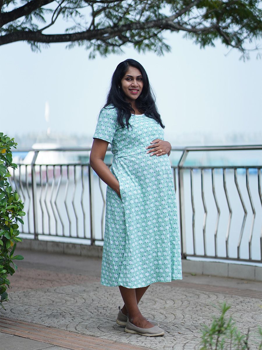 Maternity Short Zipless Dress-  Gilda L  Green
