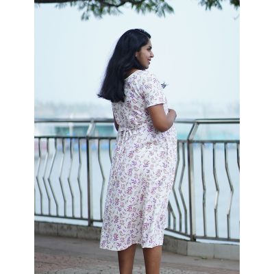 Maternity Short Zipless Dress-  Gilda  White