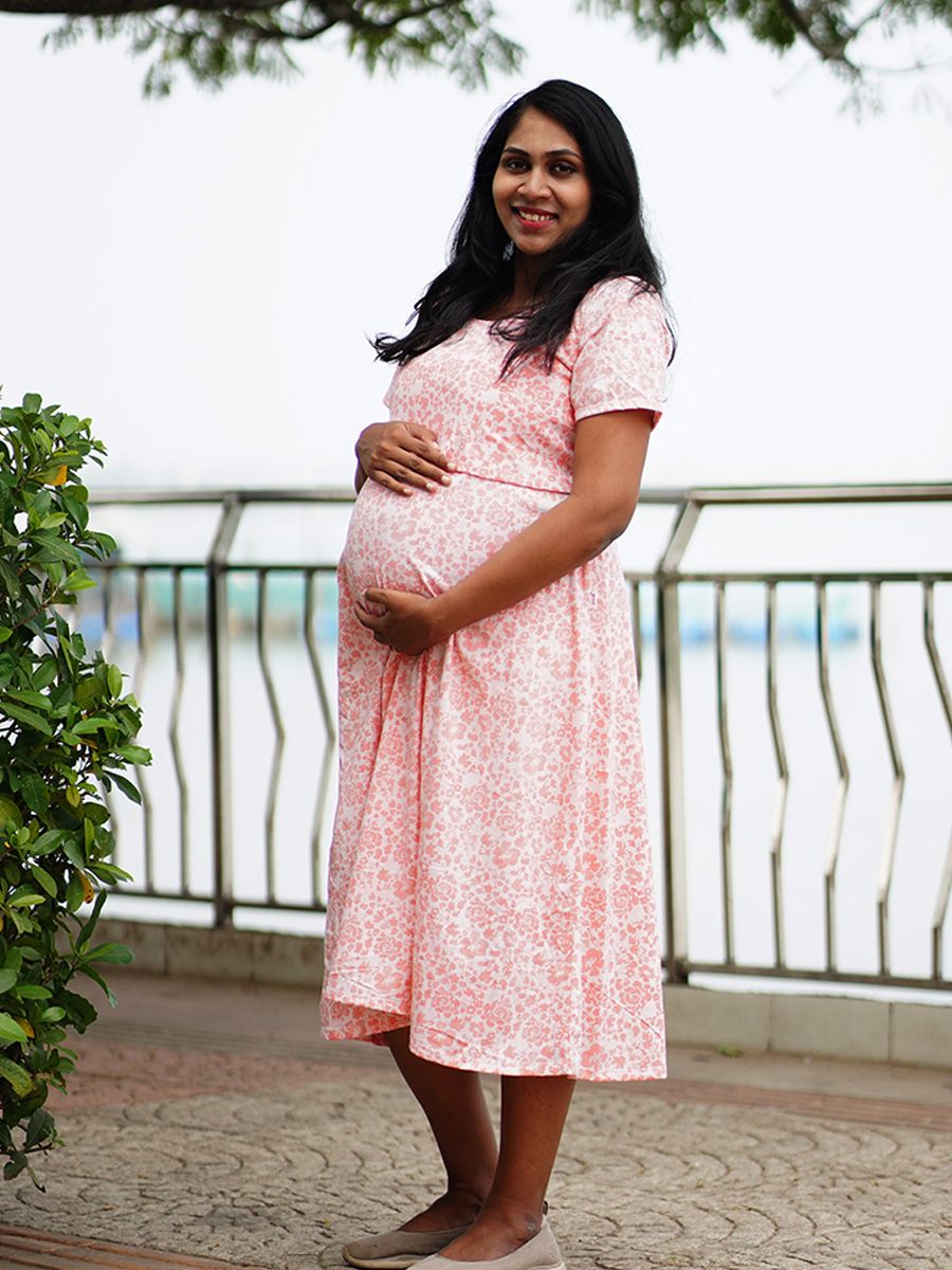 Maternity Short Zipless Dress-  Gilda  Orange