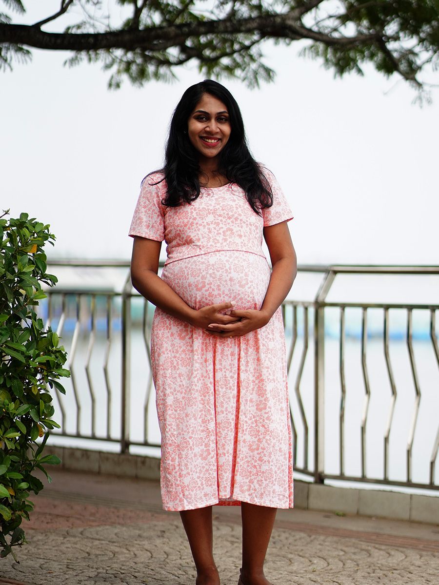 Maternity Short Zipless Dress-  Gilda  Orange