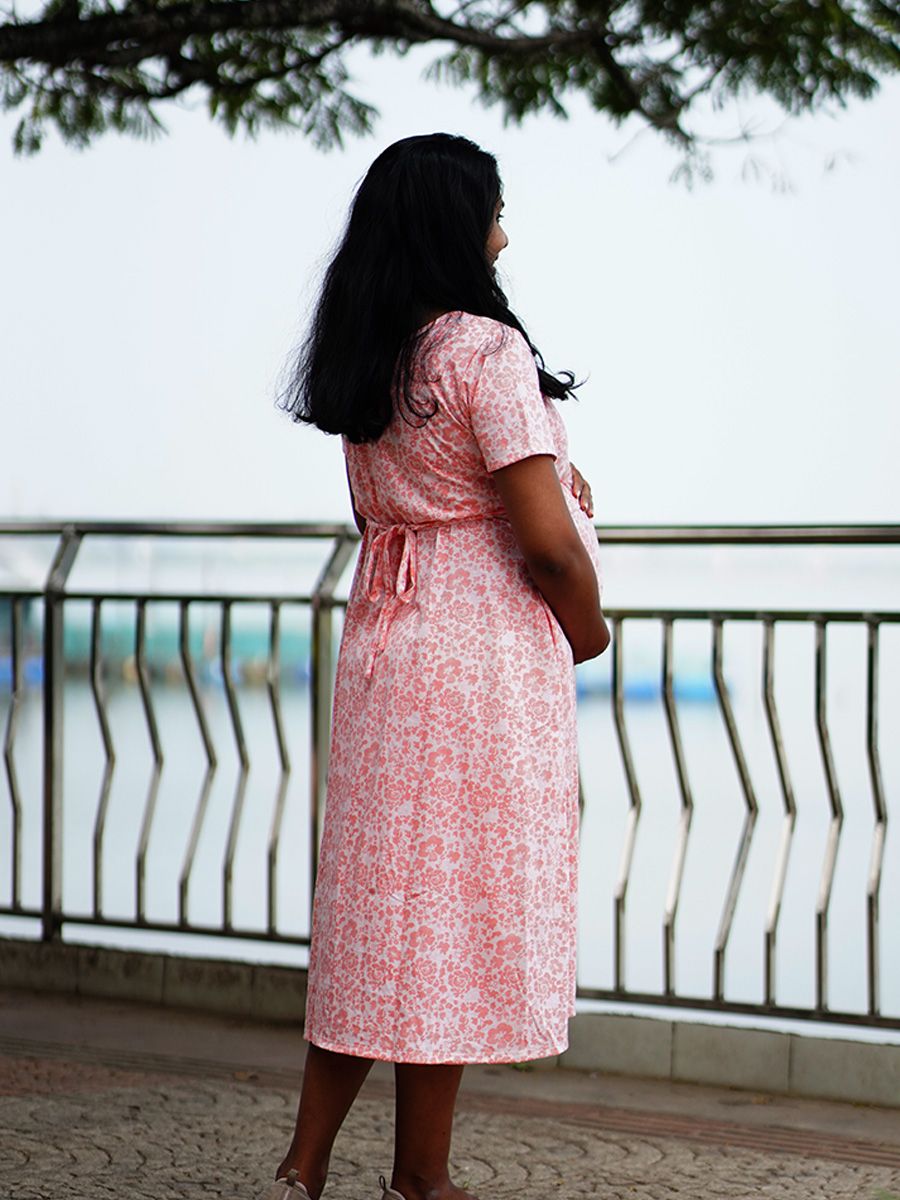 Maternity Short Zipless Dress-  Gilda  Orange