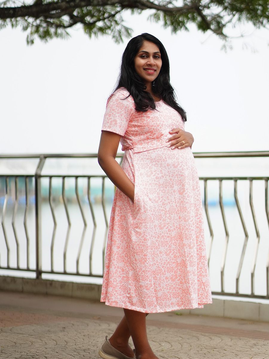 Maternity Short Zipless Dress-  Gilda  Orange