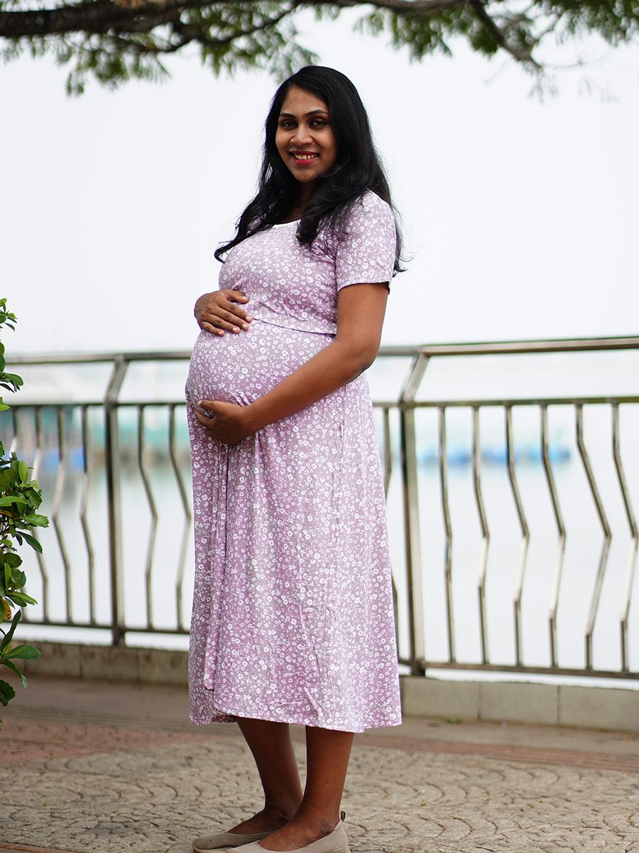 Maternity Short Zipless Dress-  Gilda Lavender