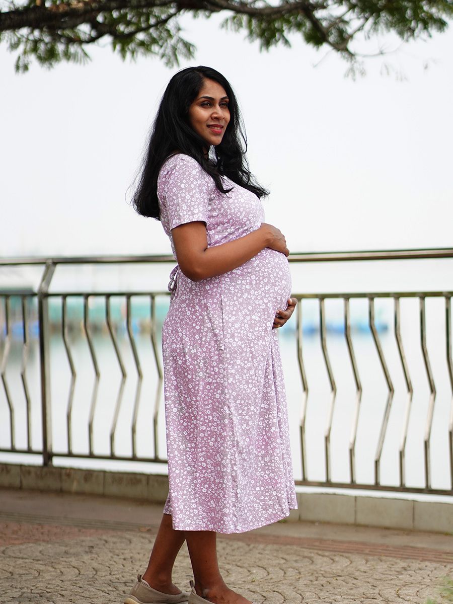 Maternity Short Zipless Dress-  Gilda Lavender