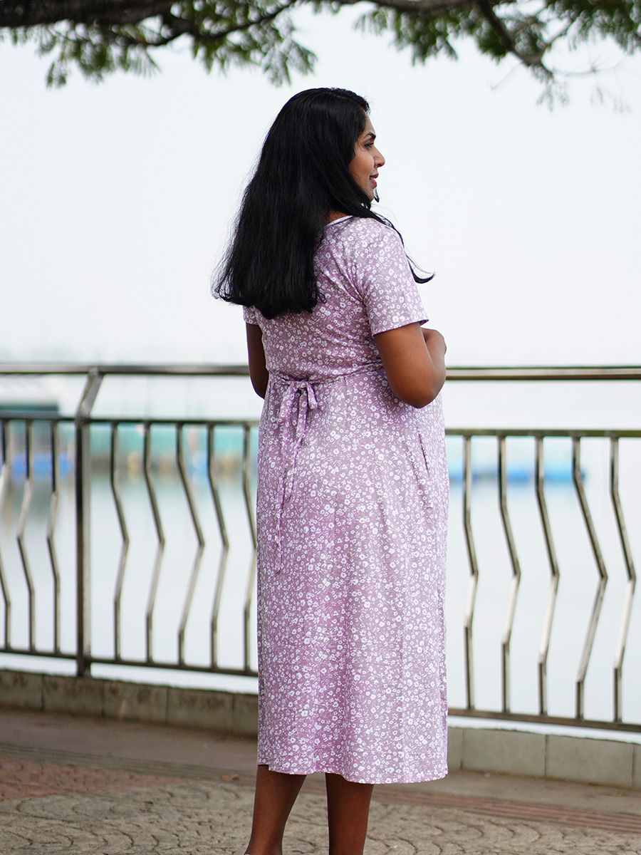Maternity Short Zipless Dress-  Gilda Lavender