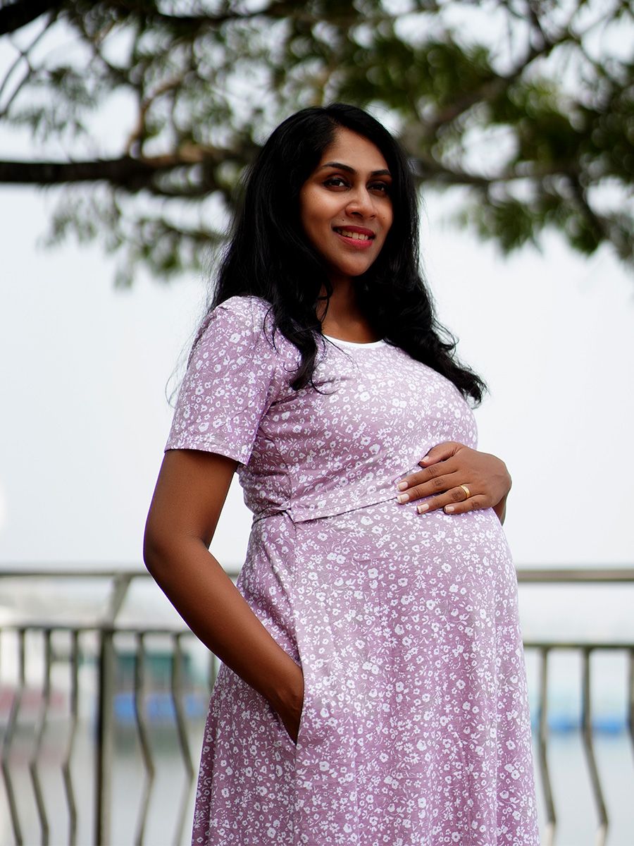 Maternity Short Zipless Dress-  Gilda Lavender