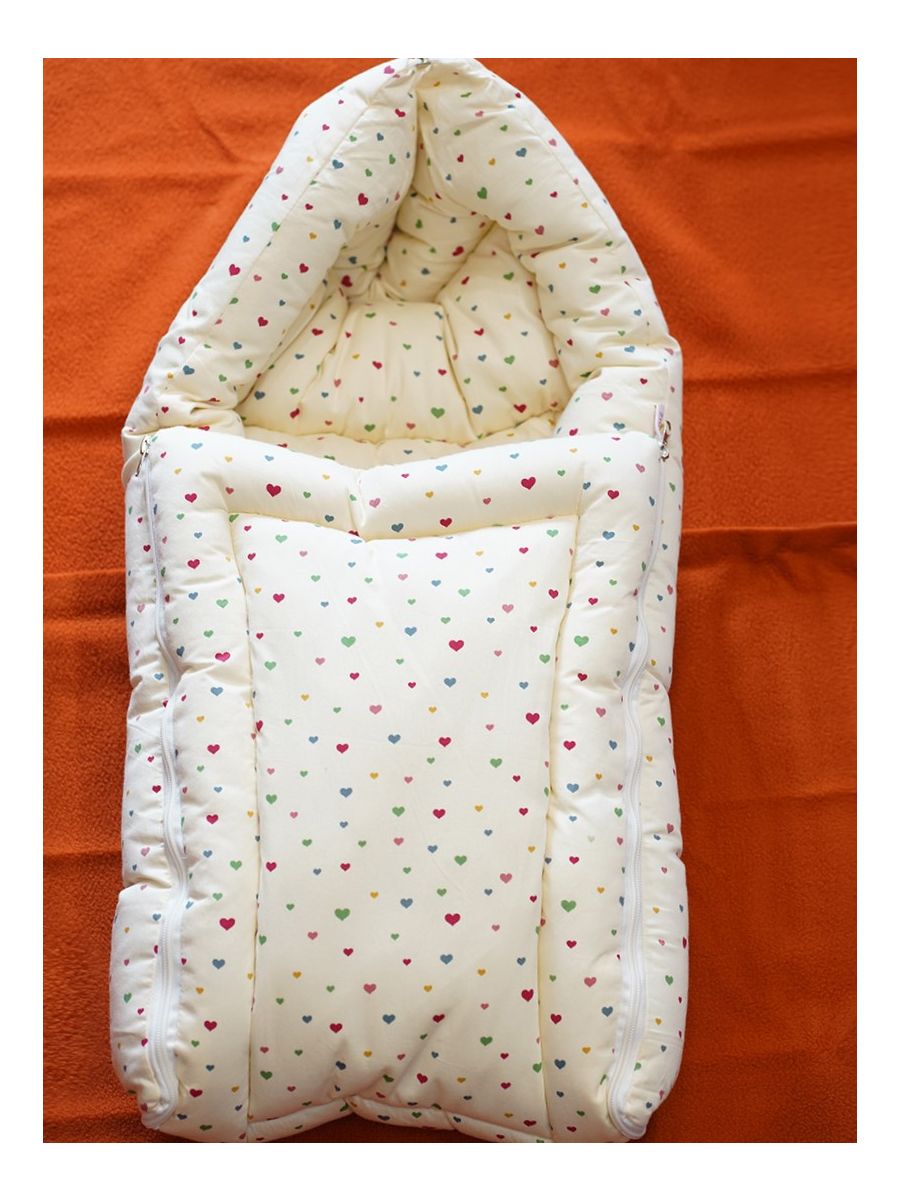 Organic Newborn Baby Bed- Heart Offwhite