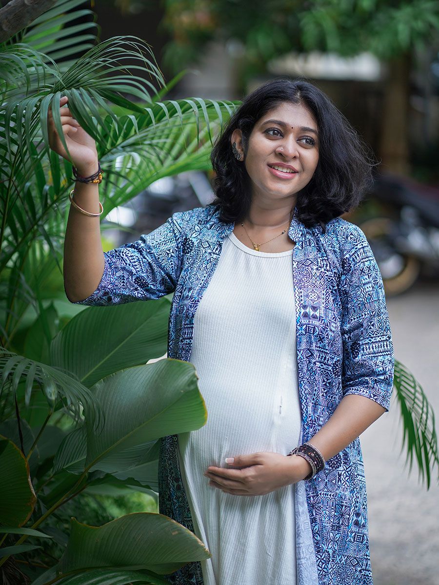 Maternity Sleeveless Dress Olive L Blue