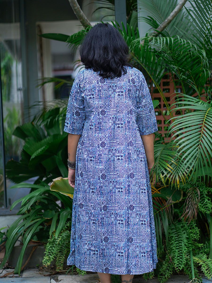 Maternity Sleeveless Dress Olive L Blue