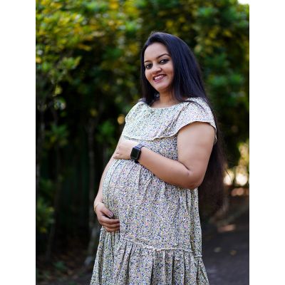 Maternity Organic Short Dress- Eden Green