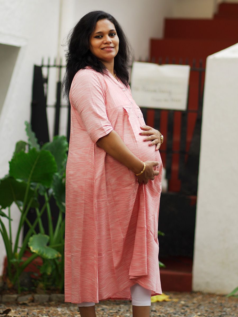 Maternity Slit  Kurta - Elza Light orange