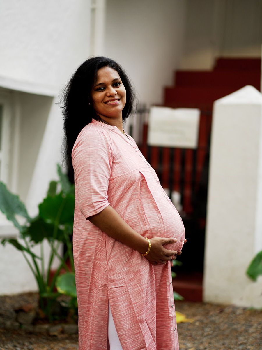 Maternity Slit  Kurta - Elza Light orange