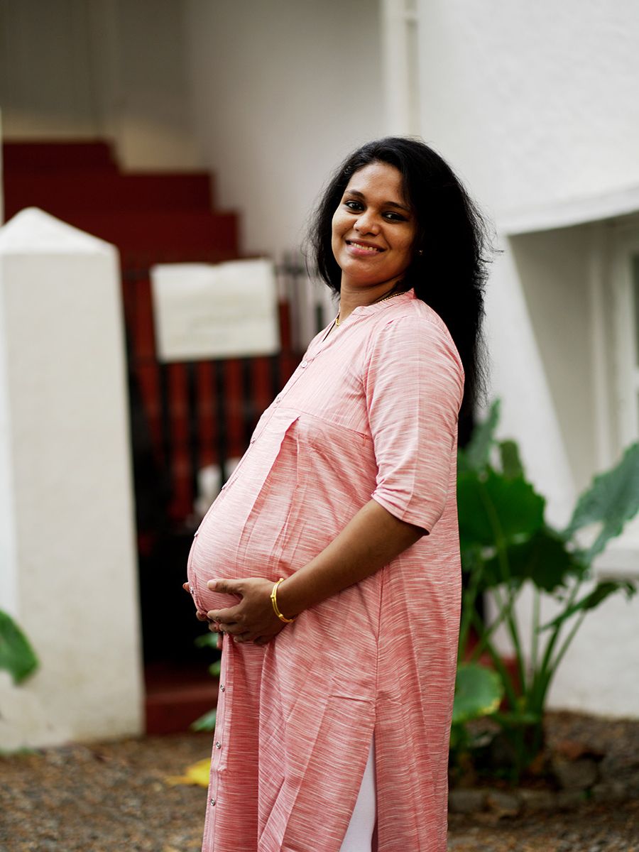 Maternity Slit  Kurta - Elza Light orange