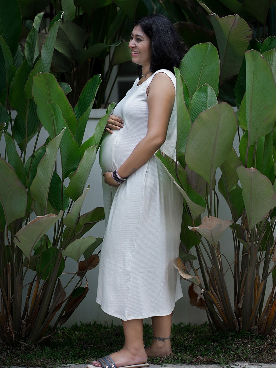 Maternity Sleeveless Dress Olive L Blue