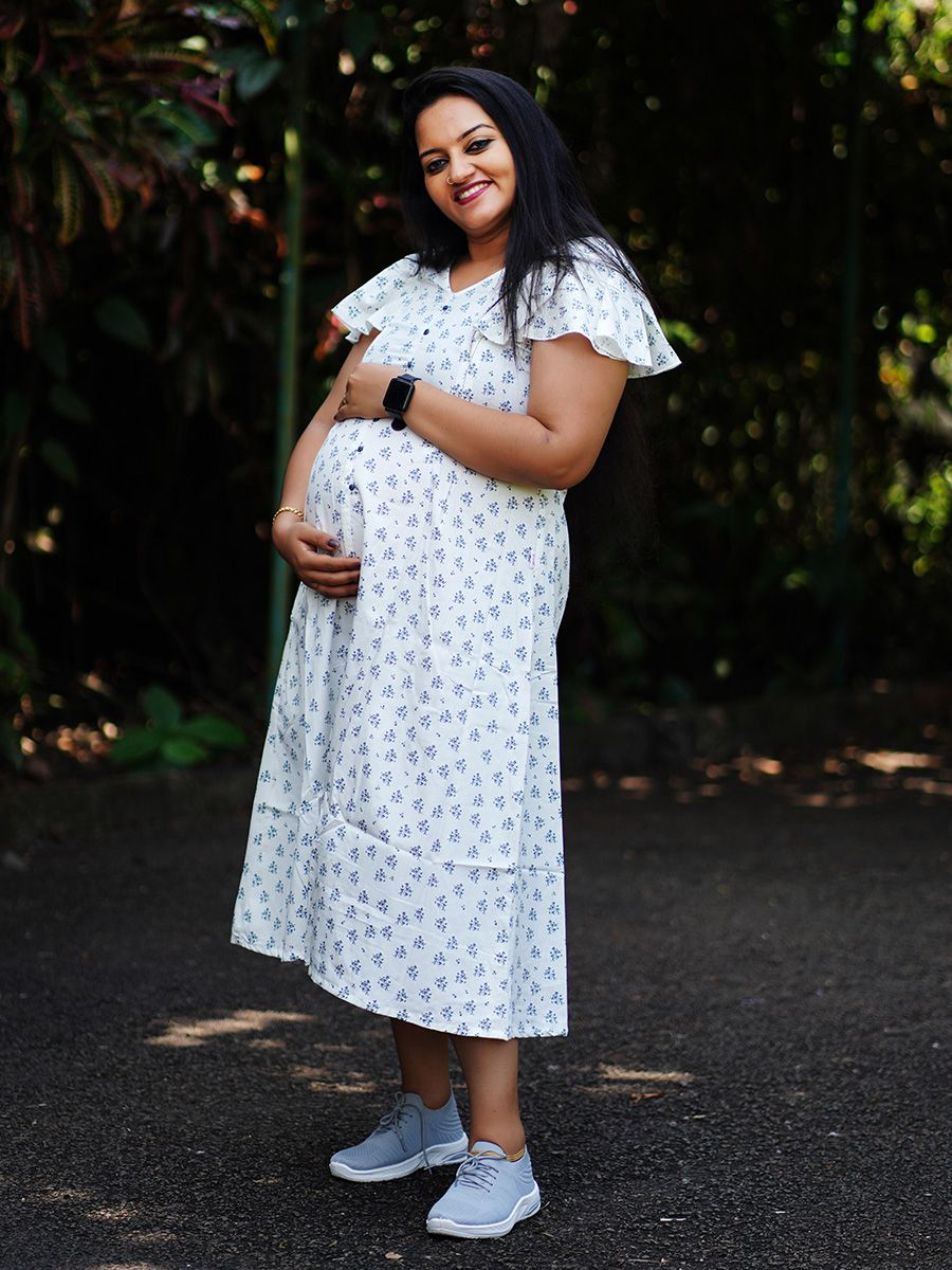 Maternity Organic Short Dress- Dior Light Ash