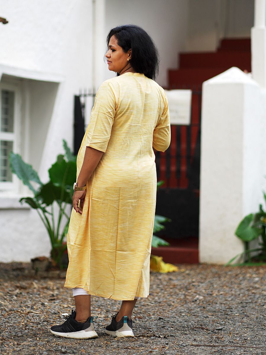 Maternity Slit  Kurta - Elza Light Yellow