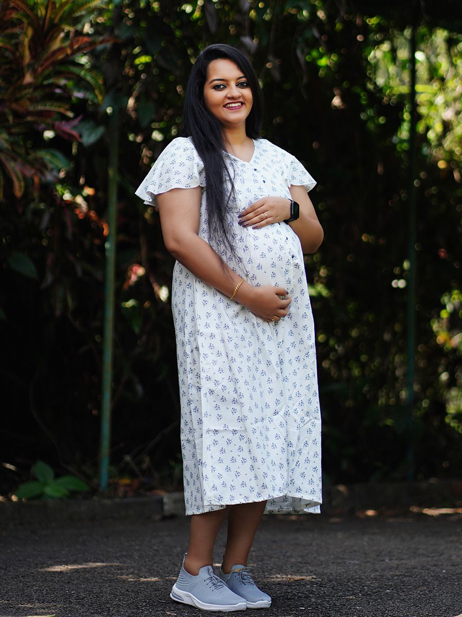 Maternity Organic Short Dress- Dior Light Ash