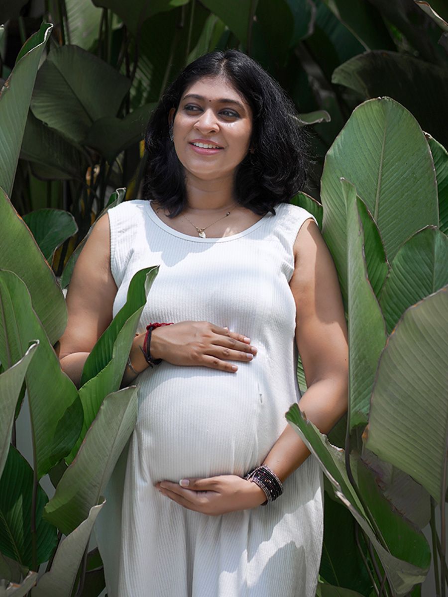 Maternity Sleeveless Dress Olive Brown