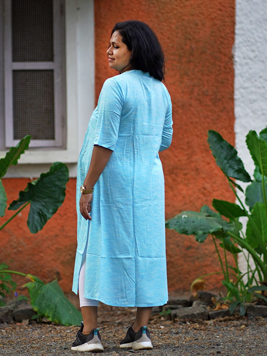 Maternity Slit  Kurta - Elza Light blue