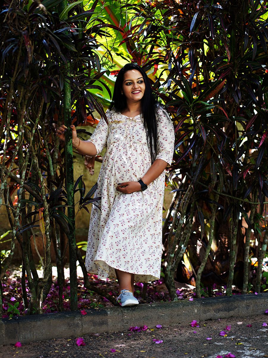 Maternity Organic Short Dress- Saia Cream