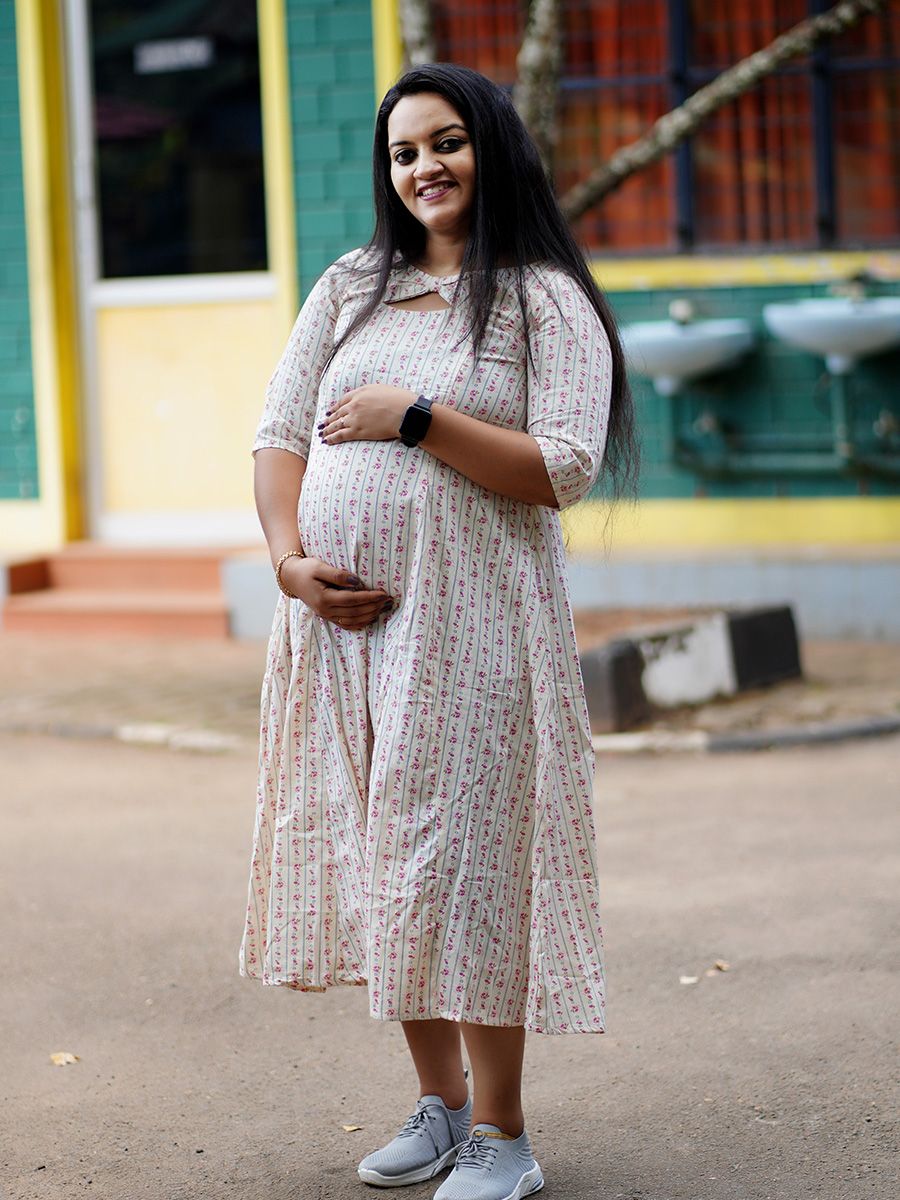 Maternity Organic Short Dress- Piya Red