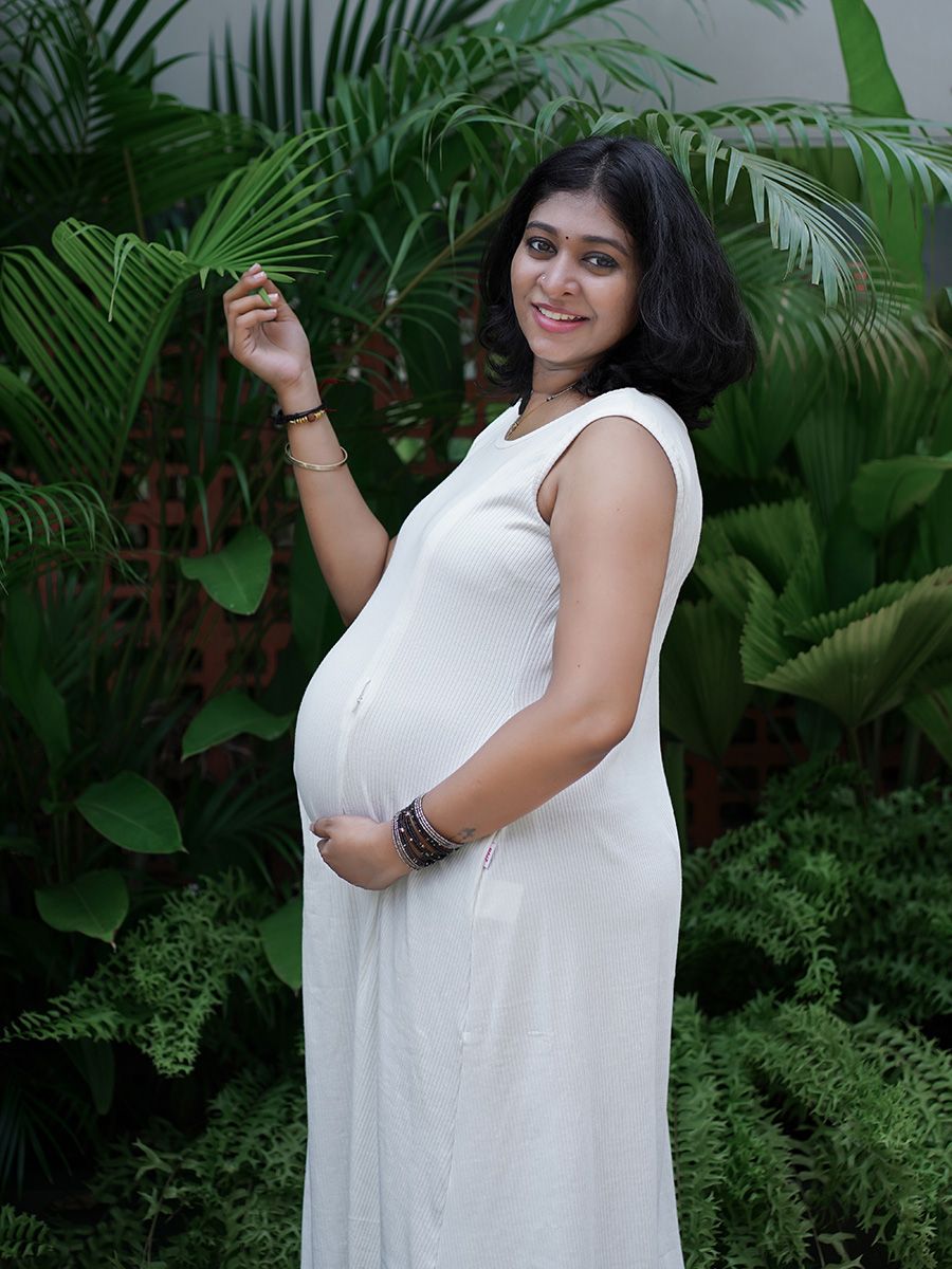 Maternity Sleeveless Dress Olive L Blue