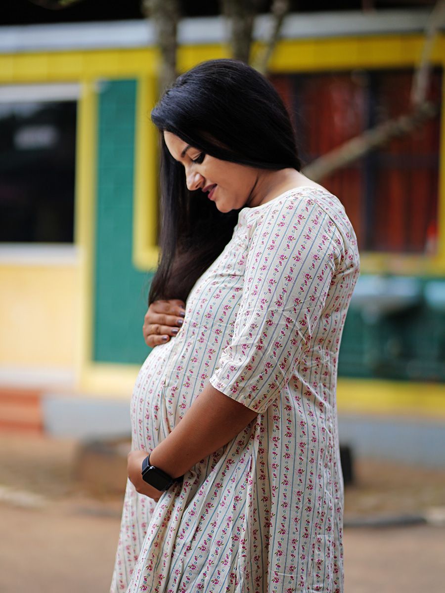 Maternity Organic Short Dress- Piya Red