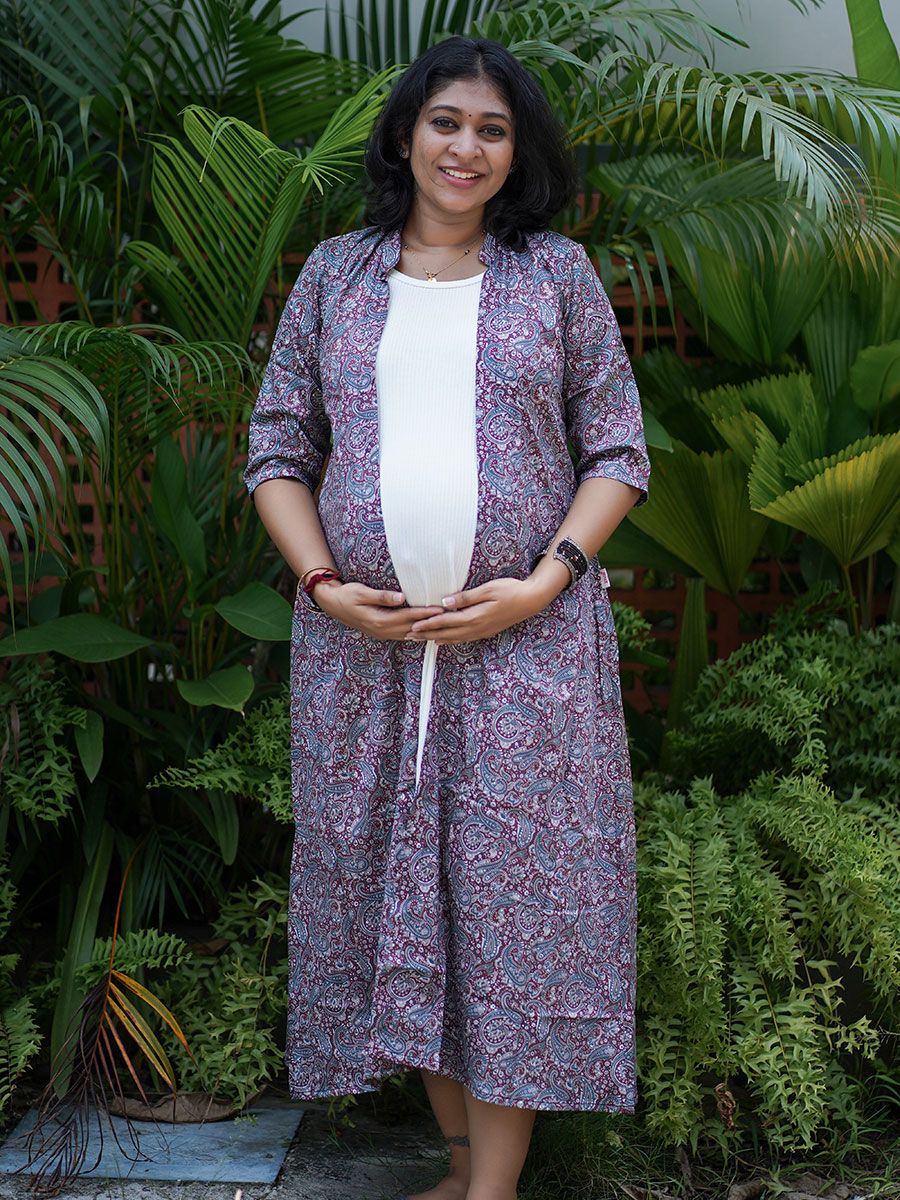 Maternity Sleeveless Dress Olive Brown