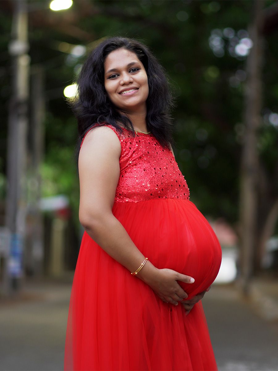 Maternity Baby Shower Red Net Gown