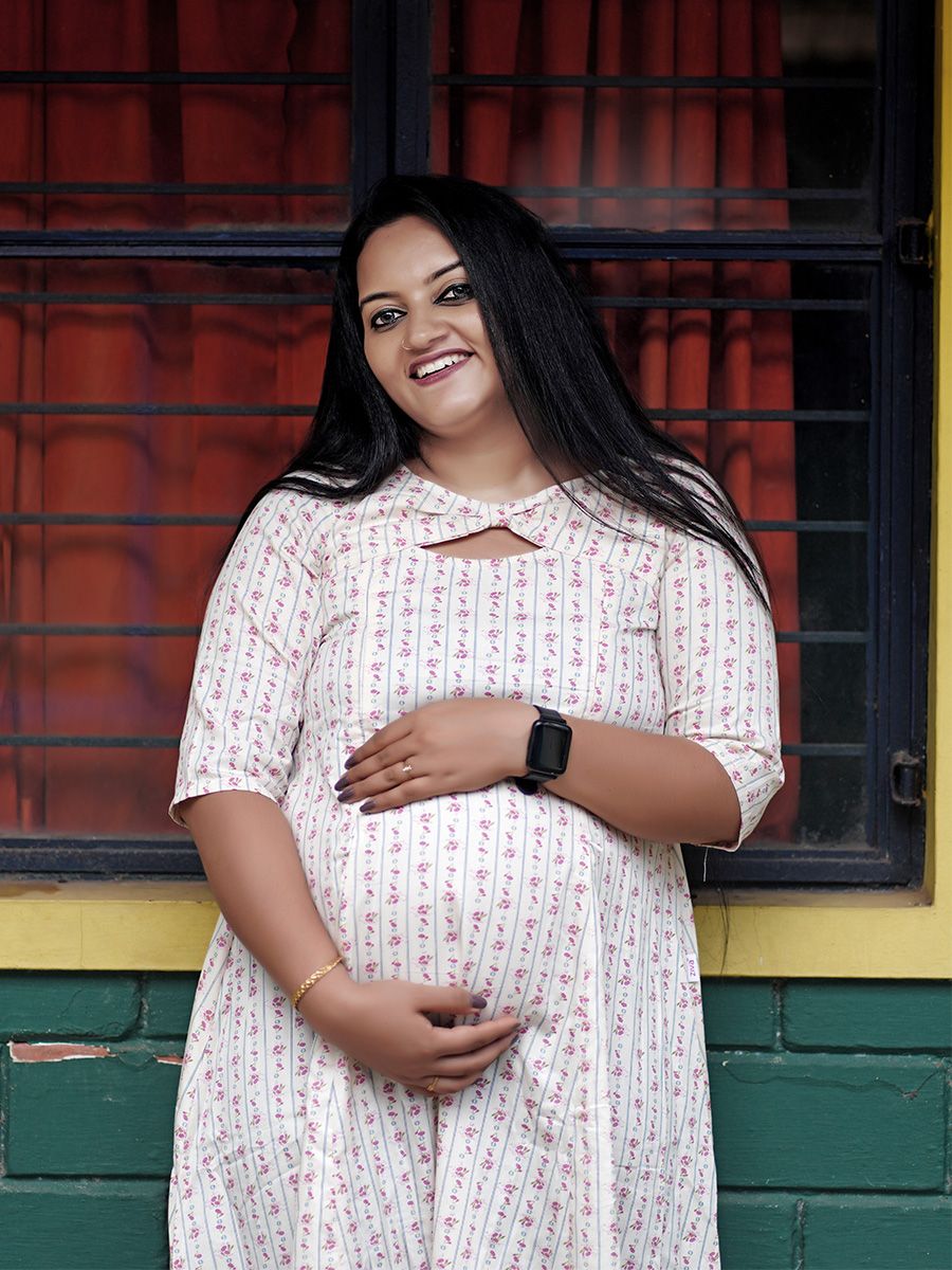 Maternity Organic Short Dress- Piya Red