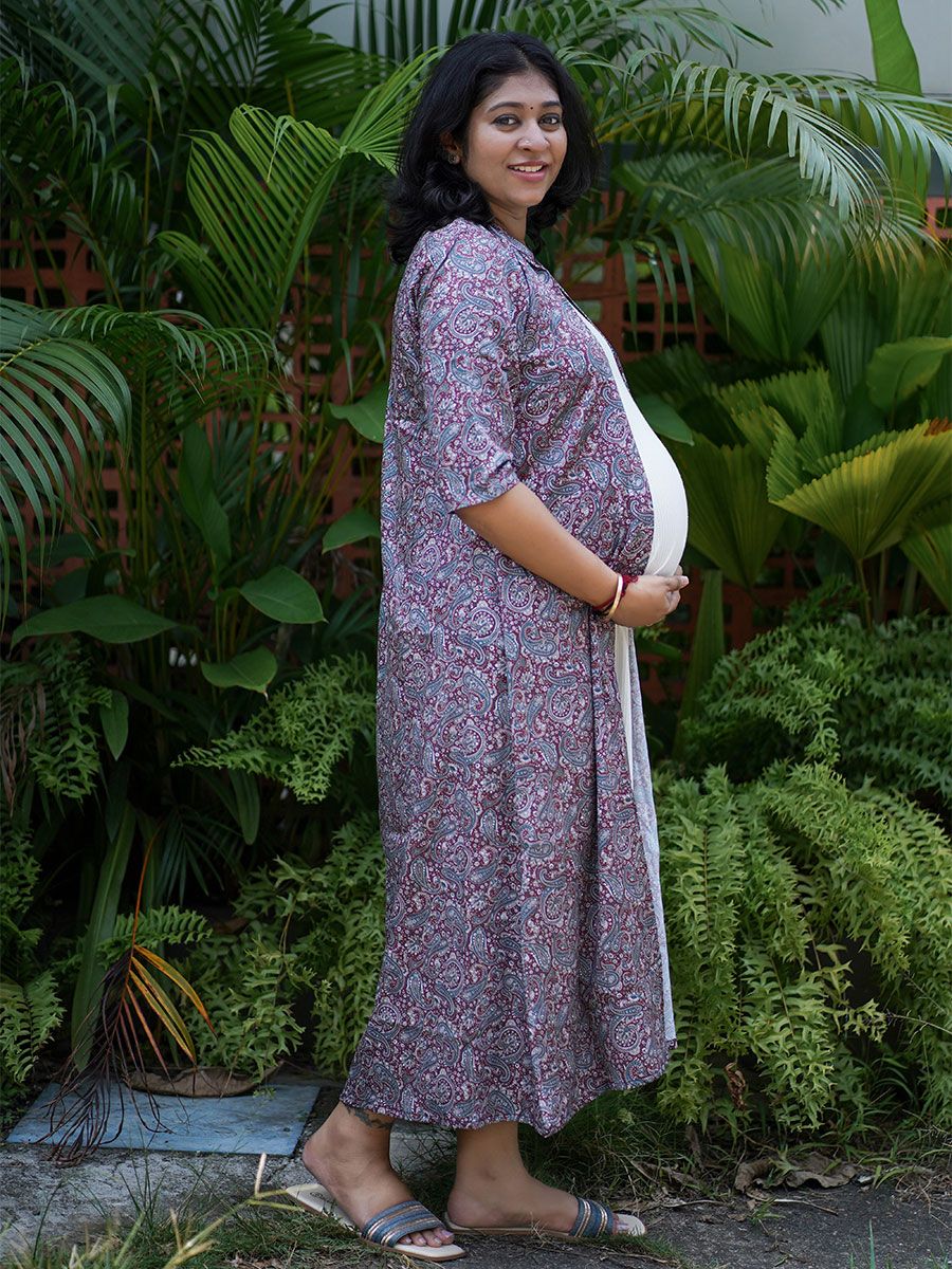 Maternity Sleeveless Dress Olive Brown