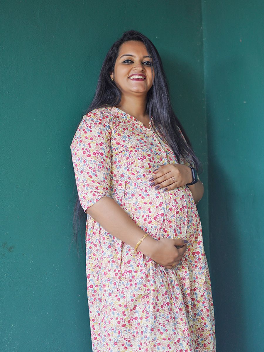 Maternity Organic Short Dress- Cindy Red