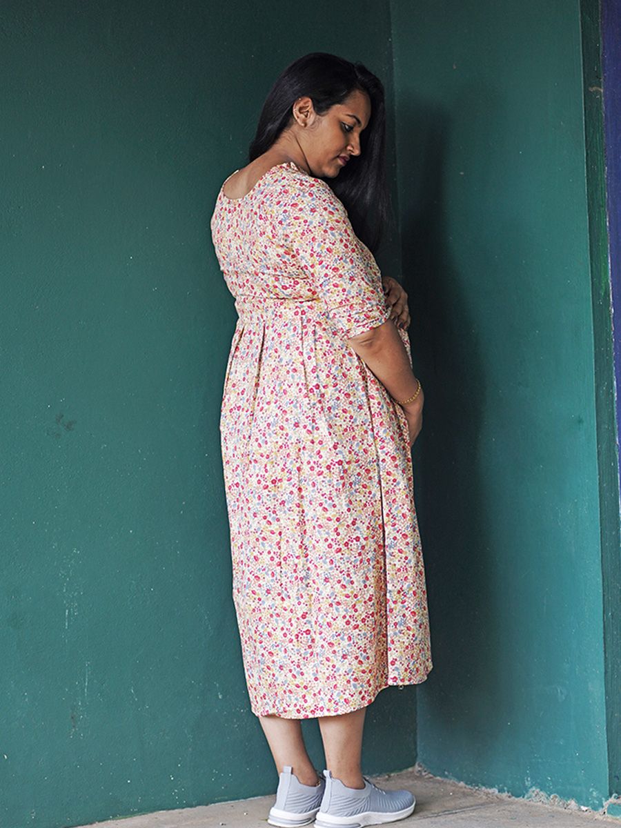 Maternity Organic Short Dress- Cindy Red