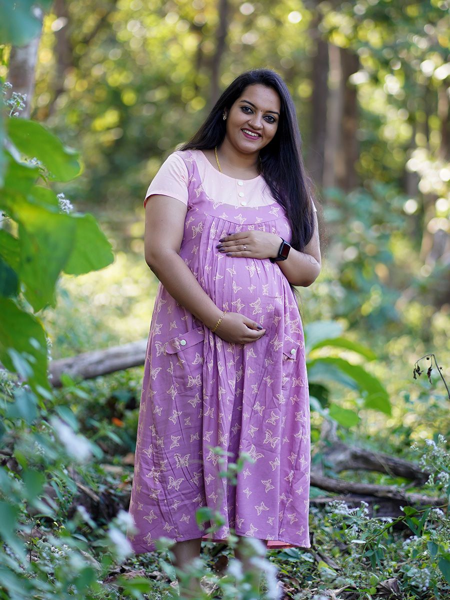 Maternity Short Dress- Dyla Pink