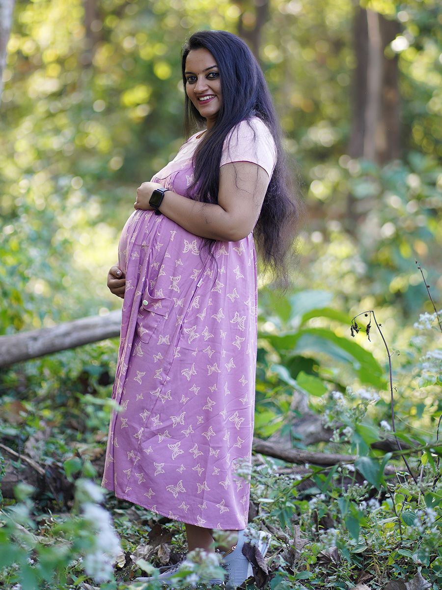 Maternity Short Dress- Dyla Pink