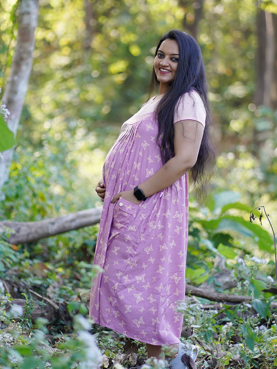 Maternity Short Dress- Dyla Pink