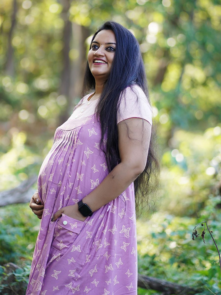 Maternity Short Dress- Dyla Pink