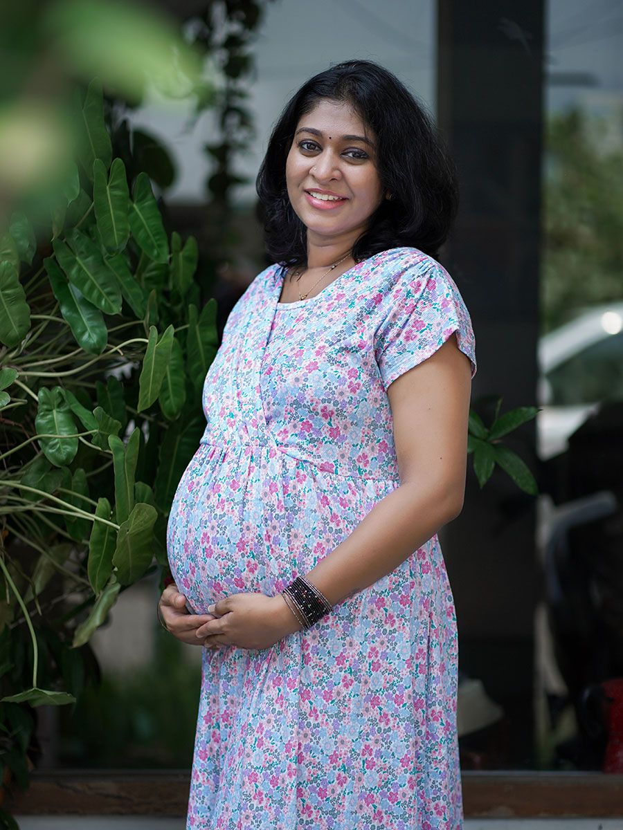 Maternity Knitted Zipless Wrap Gown Lara Flower