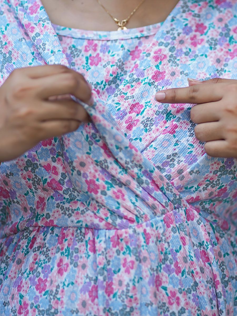 Maternity Knitted Zipless Wrap Gown Lara Flower