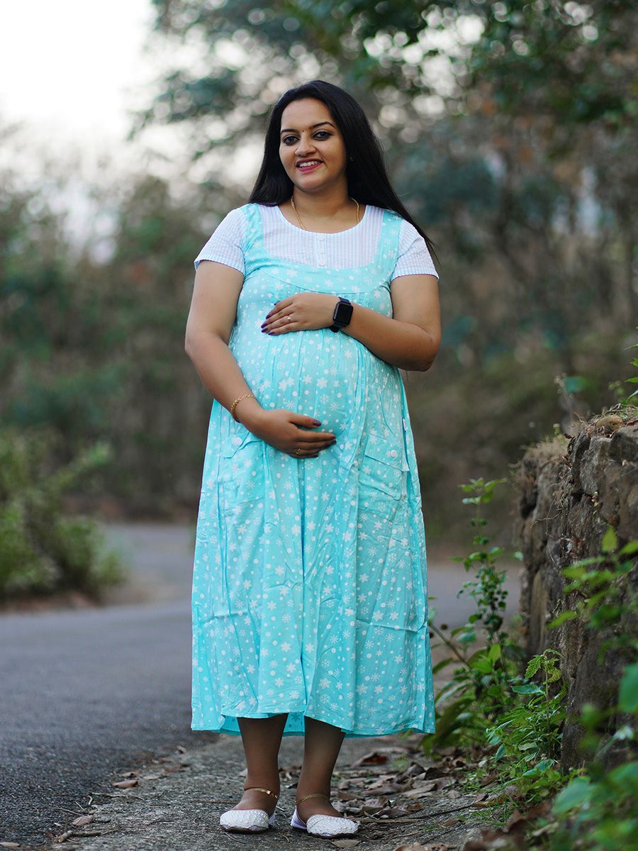 Maternity Short Dress- Dyla Blue
