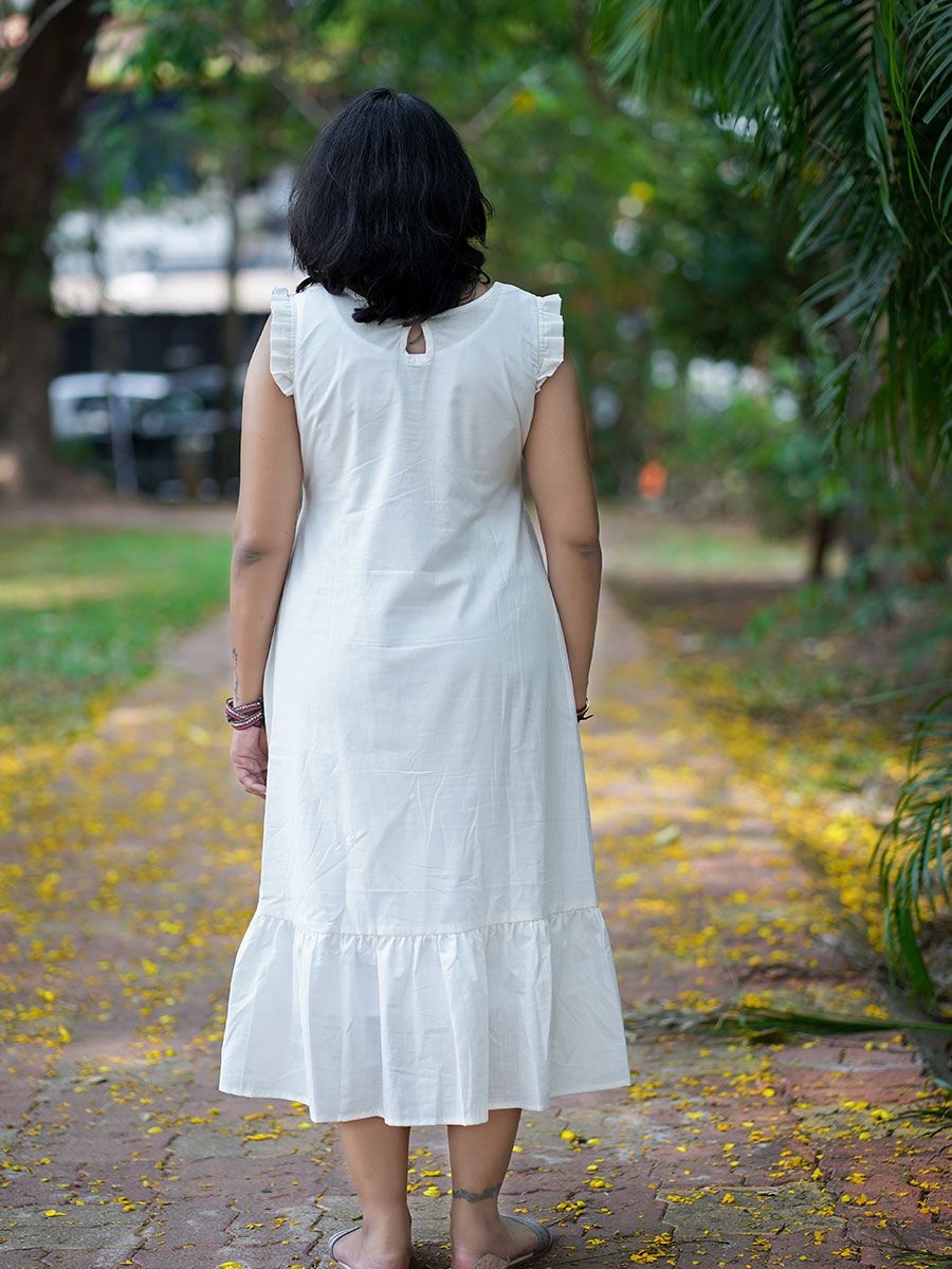Maternity sleeveless Dress Emfi White