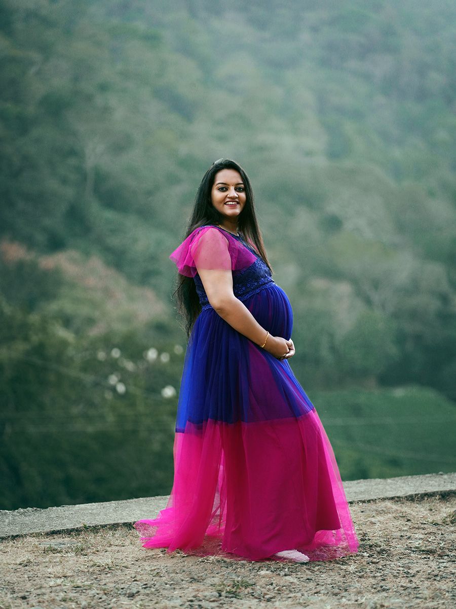 Baby Shower Double colour Gown- blue