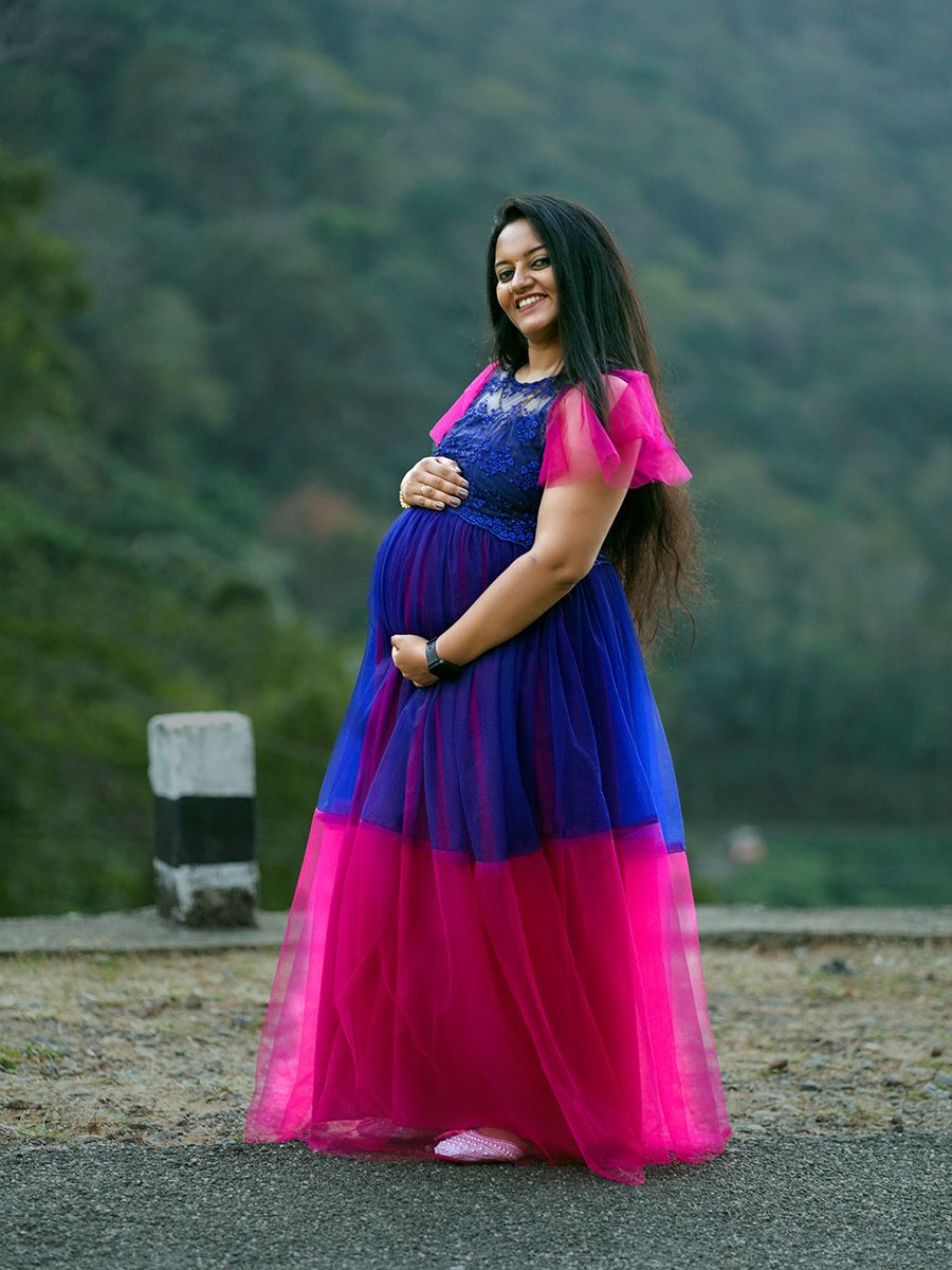 Baby Shower Double colour Gown- blue