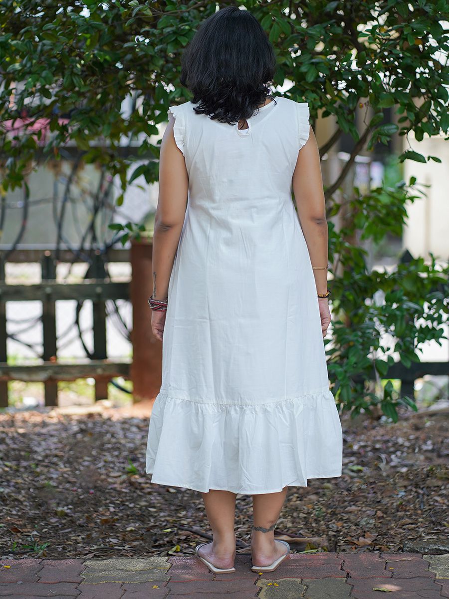 Maternity sleeveless Dress Emfi White - B